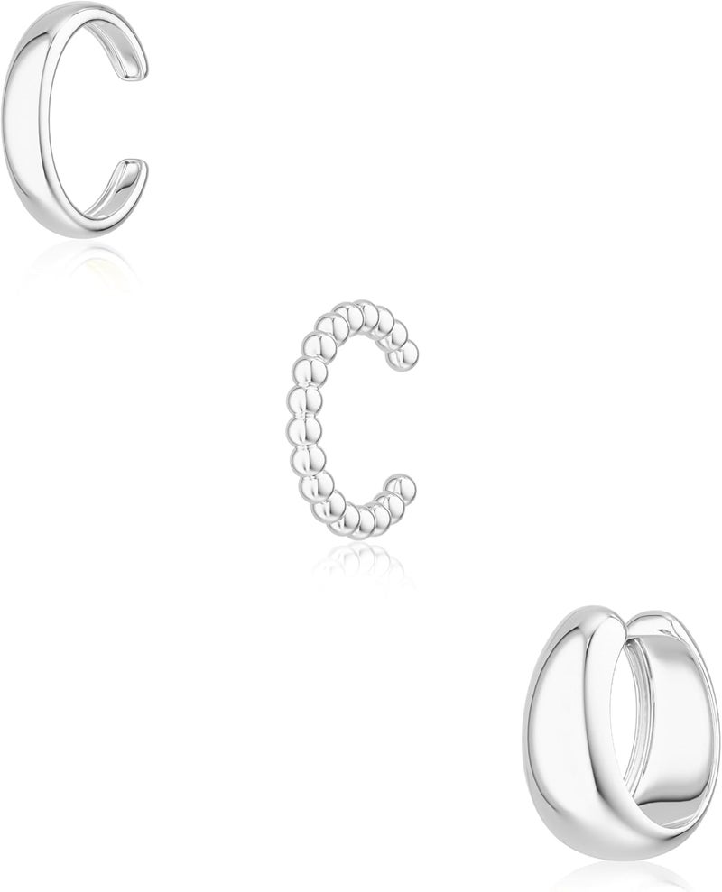 Moodear 3PCS Ear Cuffs Non Piercing Earrings for Women - Chunky & Thin 14K Gold Plated Clip On Earrings Cartilage Cuff Set, Stackable Helix Conch Fake Piercing Jewelry - Image 1